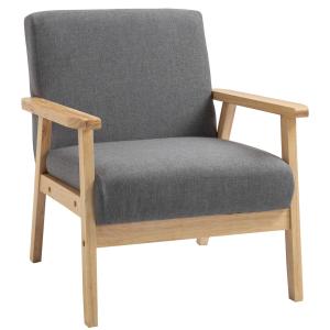 Öronlappsfåtölj i Linnetyg, Bekväm Matstol med Armstöd, Elegant Relaxstol för Vardagsrum, Grå, 64 x 70 x 72 cm