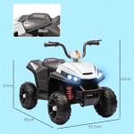 Elektrisk Fyrhjuling Barnbil 12V Quad med Musik och Ljus Vit av Metall och Plast för Barn 3-5 År Barnfordon Hastighet 5 km/h