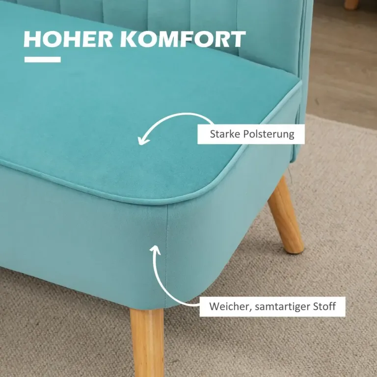 Soffa Loveseat 2-Sits Grön av Tyg 117 x 56,5 x 77 cm