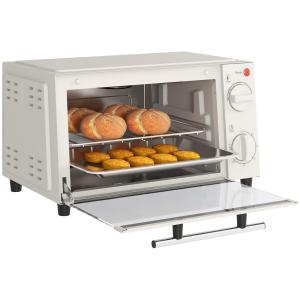 Miniugn Bordsugn med Grillgaller Krämvit av Rostfritt Stål för Kök Liten Ugn med Timer och Bakplåt 9 l 750 W