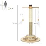 Kattmöbel med 3 Våningar, Rolig Klösmöbel med Bollbana och Klösbräda, Aktivitetscenter i Naturligt Trä, Natur, 56 cm