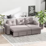 3-sits Bäddsoffa med Schäslong, Stoppad Soffa med Sängfunktion, Grå