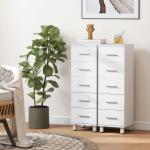 Badrumsskåp Smalt Vit MDF för Badrum Fristående Förvaring med 5 Lådor Platsbesparande Design för Handdukar och Hygienartiklar 95 cm