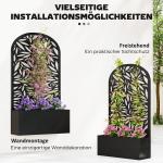 Odlingslåda Fristående Svart Metall med Insynsskydd för Uteplats och Trädgård Spaljé Väggmonterad eller Fristående