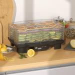 Dehydrator Mattork Svamptork med 6 Fack Svart av Plast och Metall för Frukt och Kött Timer 40-70°C 550 W