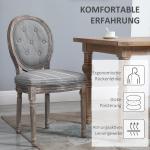 Matsalsstolar 2-Pack Stoppade Stolar med Andningsbart Linneöverdrag Retrostil Gummiträ för Vardagsrum Grå 50 X 54,5 X 97 Cm