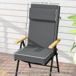 Sittdyna Stolsdyna med Knytband Mörkgrå av Tyg för Hopfällbar Stol ve Matstol Vattenavvisande Dyna med Nackstöd 120 x 47 x 9,5 cm