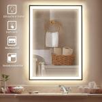LED-Badrumsspegel med Touch-Knapp Modern Väggspegel Imfri Funktion och 3 Ljusfärger Silver 70 X 50 X 3 Cm