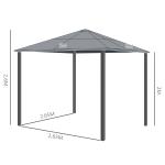 Lyxig Paviljong Trädgårdspaviljong Brun Beige Aluminium med Genomskinligt PC-Tak för Trädgård 300 X 300 X 260 Cm