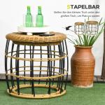 Sidobord Soffbord Khaki av Rotting och Metall för Trädgård och Balkong 2 Stapelbara Bord Praktisk Design Väderbeständig
