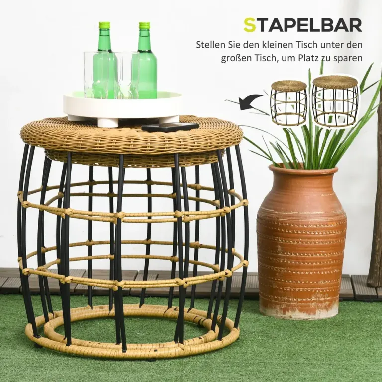 Sidobord Soffbord Khaki av Rotting och Metall 2 Stapelbara
