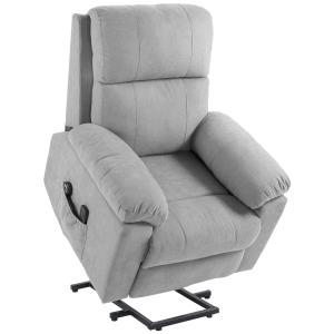 Massagestol TV-Fåtölj Grå av Tyg och Metall för Vardagsrum med Ståstöd och 8 Massagepunkter Fjärrkontroll 89 x 99 x 103 cm