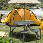 Campingbord Fällbord med 4 Stolar Grå av Aluminium för Camping och Trädgård Lätt Multifunktionellt Bord för 4 Personer 85,5 x 135 cm