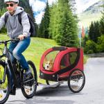 Hundsläp Cykelvagn Röd Svart Oxford Tyg för Hundar och Husdjur med Regnskydd 130 X 73 X 90 Cm