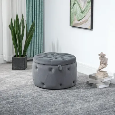 Pall med Förvaringsutrymme Ottoman Grå 60 x 40 cm