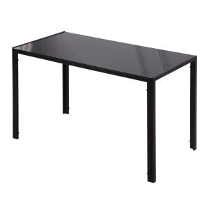 Matbord Köksbord Svart av Härdat Glas och Metall för 4 Personer Modernt Matbordsset med LED Belysning 120 x 60 x 75 cm