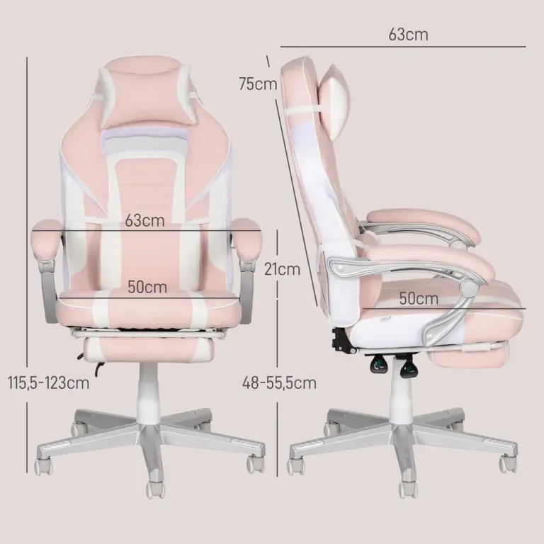 Gamingstol Rosa av Konstläder och Metall