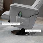 Elektrisk Massagestol med Pall, Bekväm TV-Fåtölj med Liggfunktion och Fjärrkontroll, Ergonomisk Relaxstol, Ljusgrå