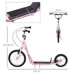 Sparkcykel med Handbroms 16 Tum, Robust Skoter för Barn med Stora Hjul, Säker Körning på Alla Underlag, Rosa, 135 x 58 x 92-100 cm, 5 år+