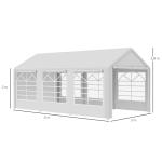 Stort Partytält med Fönster, Rymlig Paviljong med 4 Sidoväggar, Perfekt för Trädgårdsfester och Evenemang, Vit, 3 x 6 m