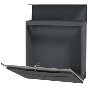 Väggpostlåda Brevlåda Antracit av Galvaniserat Stål för Husfasad med Tidningsfack och Visningsfönster 2 Nycklar 37 x 10,5 x 37 cm