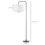 Golvlampa Stålampe Modern Design Svart av Metall för Vardagsrum och Sovrum Lampa med Skärm och 180 cm Kabel 64 x 38 x 163,5 cm