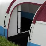 Campingtält Tunneltält för 3 Personer Röd av Polyester för Camping och Trädgård Vindtätt Familjetält med Markis 2000 mm
