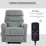Elektrisk Massagestol med Uppresningshjälp, Bekväm TV-Fåtölj i Sammet, Justerbar Relaxstol med Liggfunktion, Grå