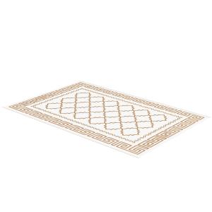 Utomhusmatta Vändbar Matta Brun Krämvit av Plast för Trädgård och Camping Väderbeständig Matta med Bärväska Perfekt 182 x 274 cm