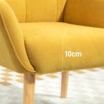 Fåtölj Loungestol Relaxstol med Träben Gul av Sammetslook och Trä för Vardagsrum och Sovrum Stoppad Lässtol