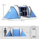 Campingtält Familjetält för 4-5 Personer Grön av Polyester för Camping och Resor Vattenavvisande Tält med 3 Rum 3000 mm