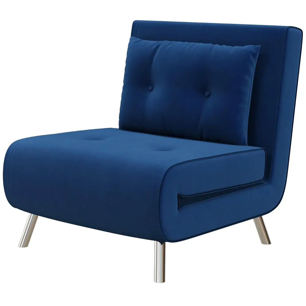Sovstol Bäddfåtölj Blå av Sammet och Metall 77 x 88 x 83 Cm
