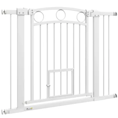 Säkerhetsgrind Trappgrind Vit av Stål för 76-104 cm