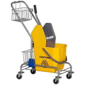 Mopphink med Hjul och Metallhandtag för Enkel Rengöring i Hem och Kontor Hållbar och Ergonomisk Gul Plast och Metall