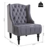 Öronlappsfåtölj Sammet med Knappar Elegant Relaxstol med Träben för Vardagsrum Bekväm Klassisk Design Grå 67 X 70,5 X 97 Cm