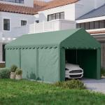 Tältgarage Carport Tält Grön av PE och Stål för Bil och Båt UV-Beständigt Garagetak med Rulldörrar 3 x 6 m