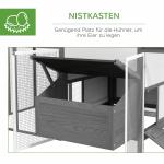 Hönshus Hönsskåp Grå av Trä och Tråd för Utomhusbruk Med Bolåda Ramp och Dubbel Lekhage Robust Design