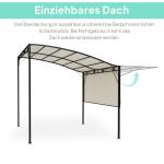 Pergola Trädgårdslusthus Väggmonterat Krämvit av Stål för Trädgård ve Balkong Solskydd med Justerbart Tak 3 x 2,5 m