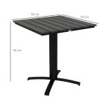 Trädgårdsbord Matbord Grå av Aluminium och Trälook för Terrass och Trädgård Fyrkantigt Balkongbord för 4 Personer 70 x 70 x 76 cm