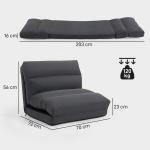 Sittsäck Bäddsoffa Ergonomisk Mörkgrå Tyg för Gäster och Gaming Hopfällbar Ryggstöd Bekväm Design 70x72x56 cm