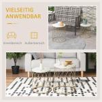 Sidobord i Metallkorg 2-Pack, Dekorativa Trädgårdsbord i Retro-Design, Praktisk Förvaring med Lock, Guld/Vit, 41 x 46 cm