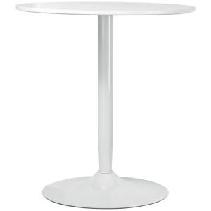 Matbord Köksbord Vit av MDF och Stål för Kök och Matsal Runt Pelarbord för 2 Personer med Halkfritt Fotstöd Ø 70 x 75 cm