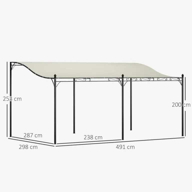 Påbyggnadspaviljong Pergola med Tak 3X5X2,5 m