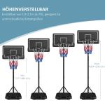 Basketkorg Basketstativ Svart Röd av Metall och Plast för Trädgård och Idrottsplats Höjdjusterbar med Hjul Brottsäker Bakvägg 220-250 cm