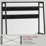 Klädhängare med Skohylla, Industridesign med 2 Tyglådor och 8 Krokar i Metallram, Svart