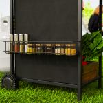 Gasgrill 7 KW Grillvagn med 3 Brännare, Side Cooker och Rulllås, Svart, 107x54x96 cm