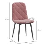 Matstolar Set med 4 Köksstolar i Sammetslook med Ryggstöd, Rosa, 45x54x87 cm