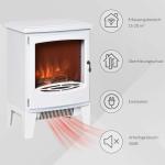 Elektrisk Kamin med LED-Eld, Fristående Värmare med Två Effektlägen, Skapar Mysig Stämning i Hemmet, Vit, 39 x 26 x 54,8 cm, 900/1800 W