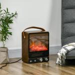Elektrisk Kamin med LED-Eld, Fristående Värmare med Två Effektlägen, Tystgående och Säkert Överhettningsskydd, Svart, 750/1500 W