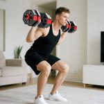 Hantelset 6 i 1 Justerbart Röd Kompositmaterial för Hemmaträning 20 kg Viktsats med Skivstångsfunktion och Kettlebellgrepp Mångsidig Utrustning